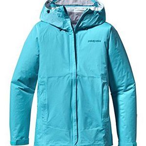 Women’s light blue Patagonia rain jacket